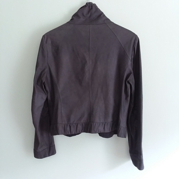 Armani Collezioni deep taupe suede ruffle jacket - Picture 3 of 8